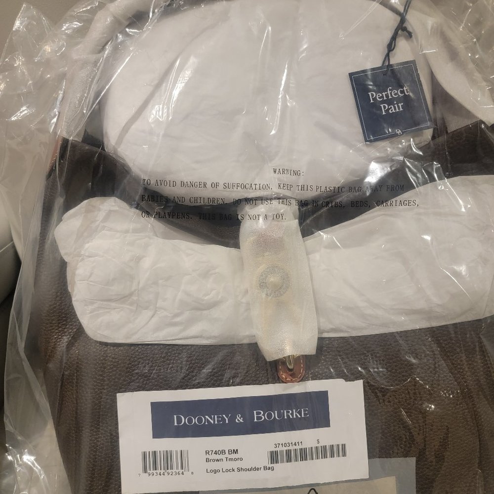 Dooney and Bourke Large Brown  Belvedere Logo Lock Shoulder Bag